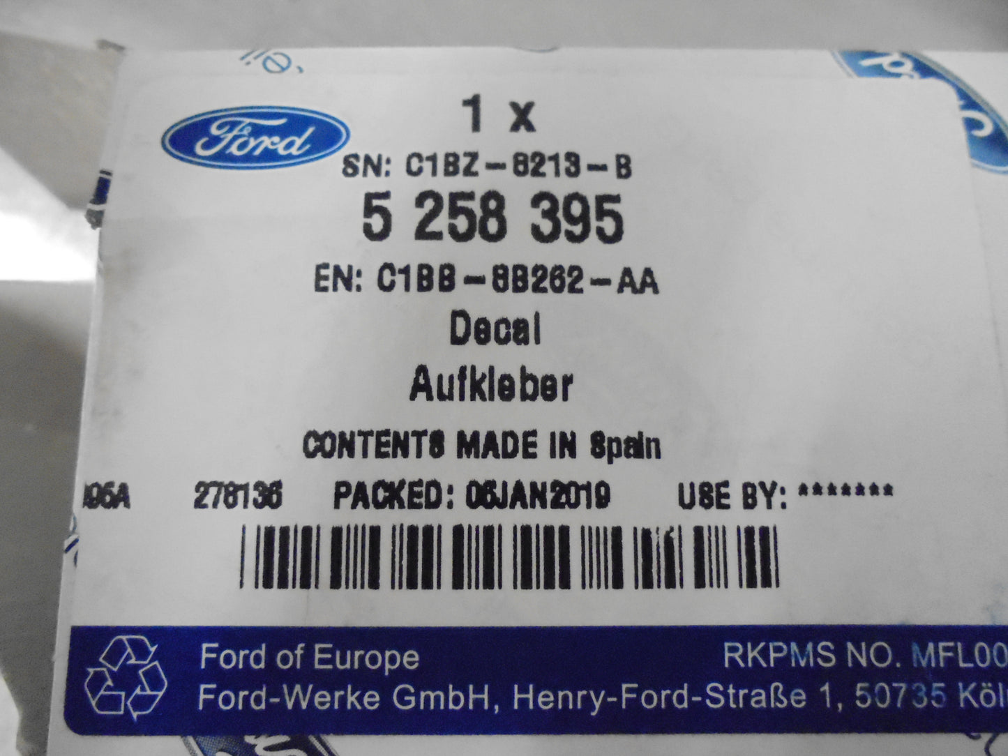 Ford Fiesta-Focus Genuine Front Bumper Emblem New Part