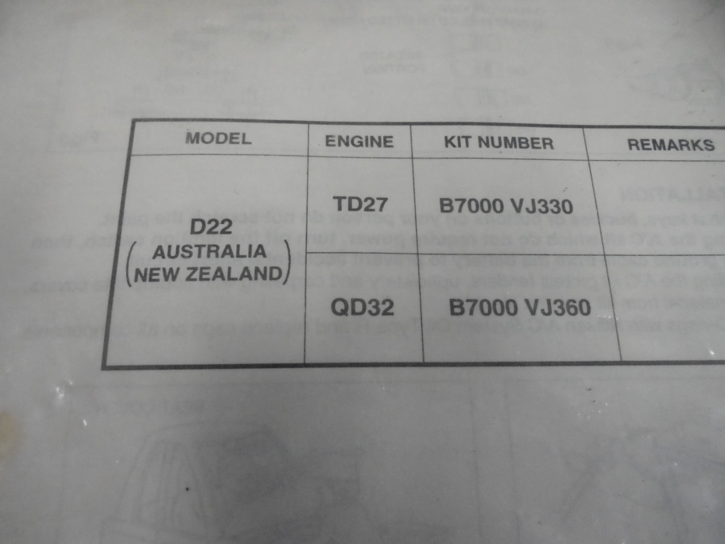 Nissan Navara D22 QD32 Engine ONLY Genuine Air Conditioning Kit New Part
