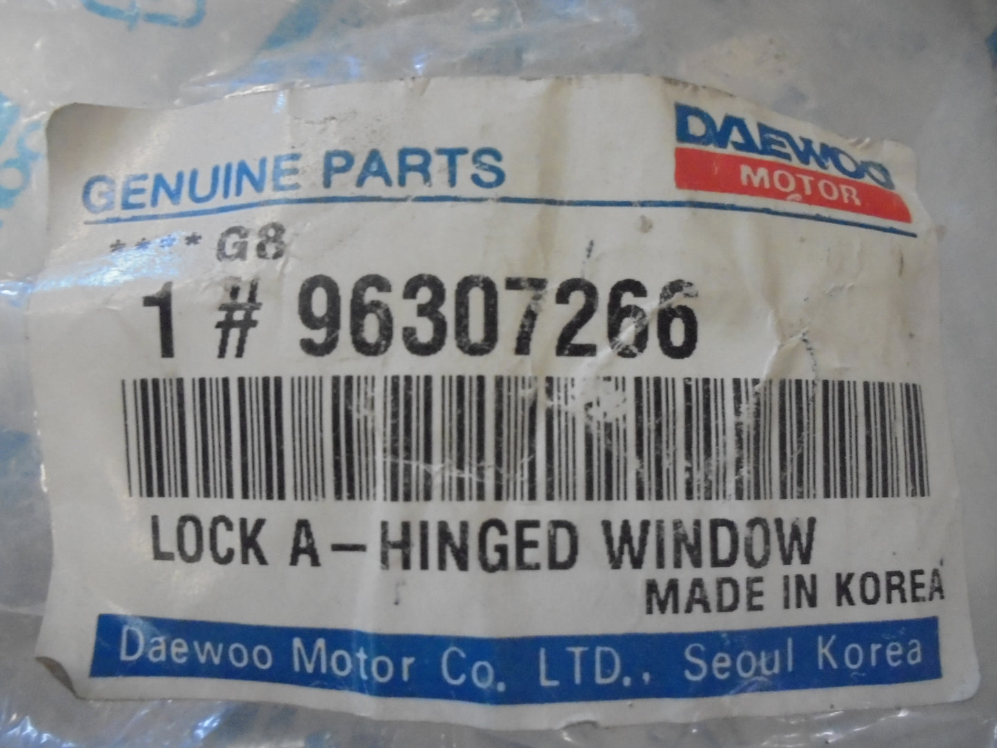 Holden Barina-Dawoo Kalos Genuine Rear Window Hinged Lock Black New Part