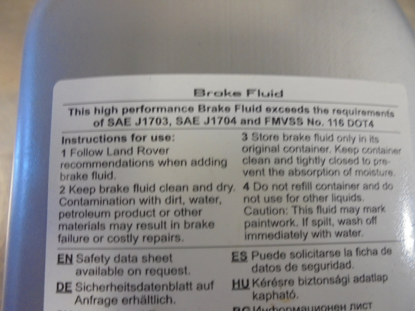 Jaguar/Range Rover Genuine Brake Fluid 500Mls New Part