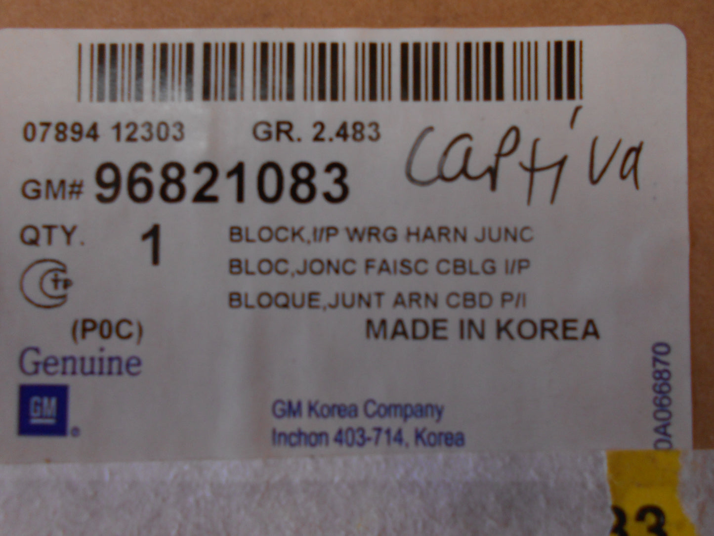 Holden Captiva Genuine Fuse Box Assy New Part