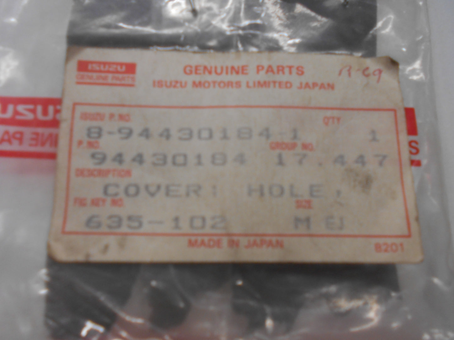 Isuzu FXZ/GXZ Genuine Dummy Hole Plug New Part