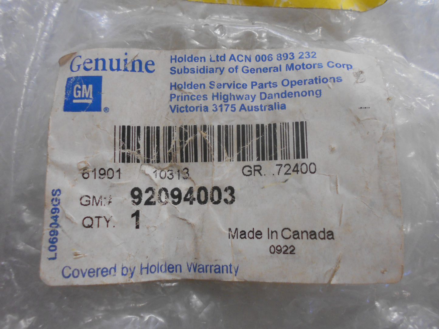 Holden Commodore VS-VT-VX-VY-WK Genuine Idler Pulley New Part