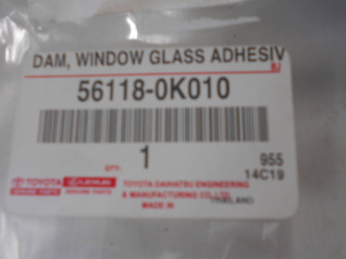 Toyota Fortuner / Hilux Genuine Glass Window Adhesive Dam New Part