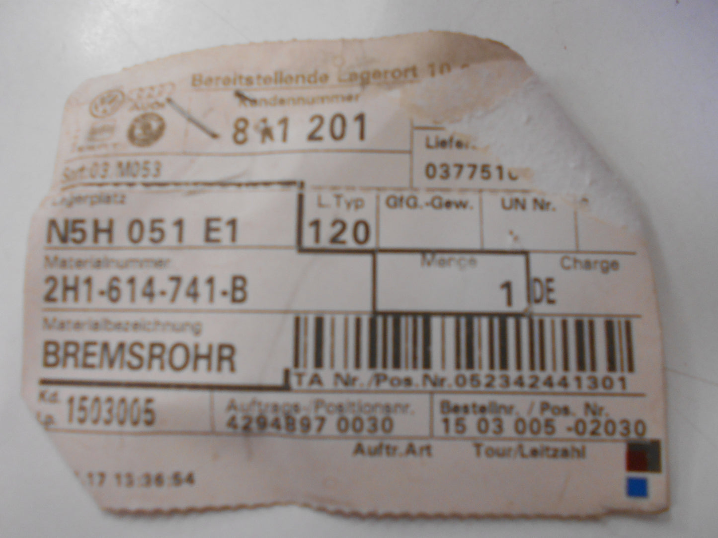 Volkswagen Amarok Genuine Brake Pipe New Part