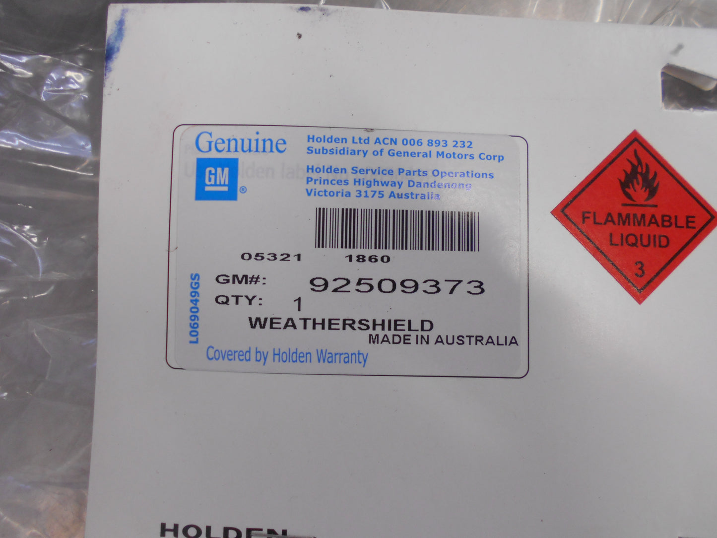 Holden ZB Commodore Genuine Left Weather Shield New Part