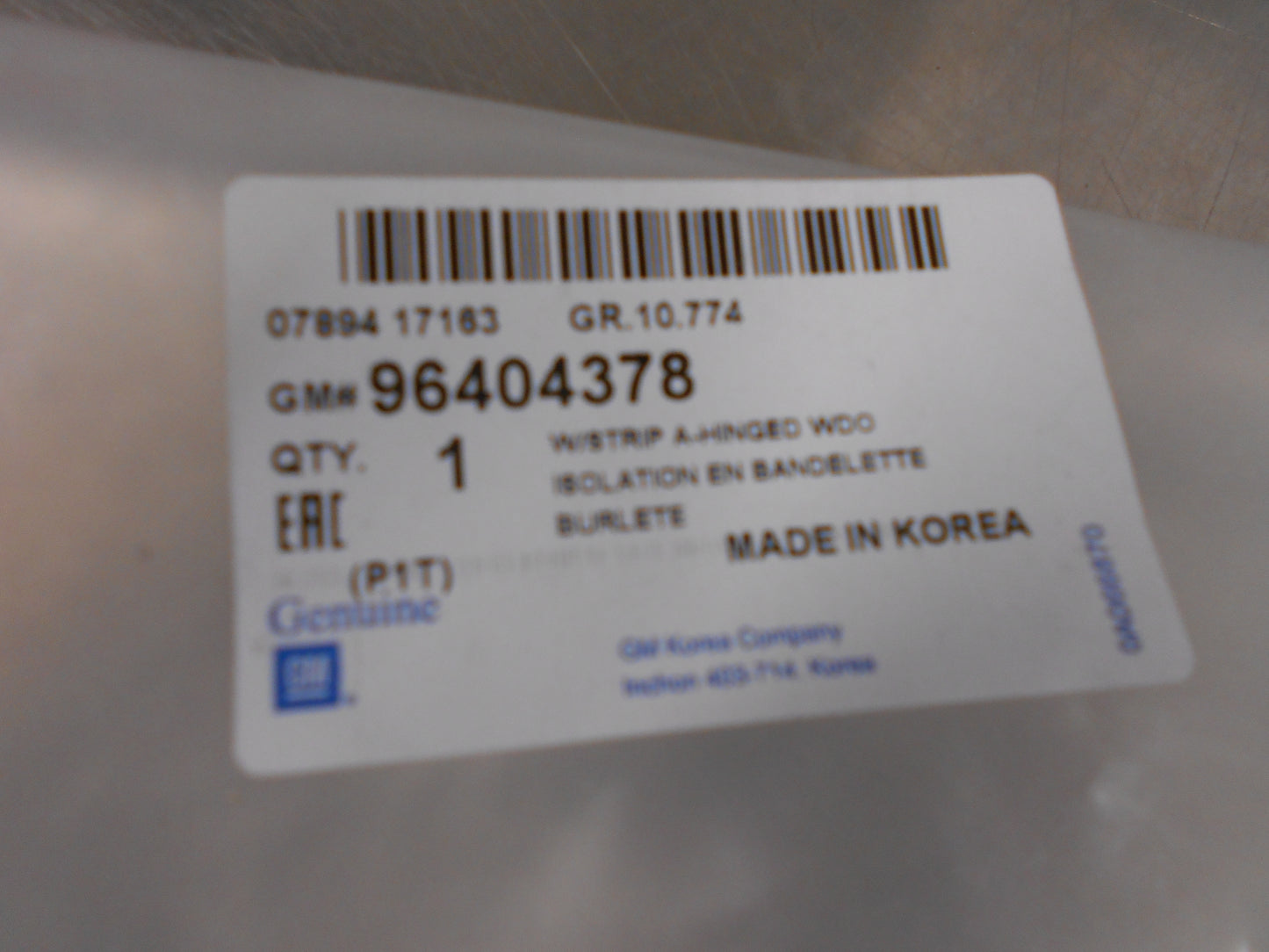 Holden Barina Genuine Left Hand Window Weatherstrip New Part