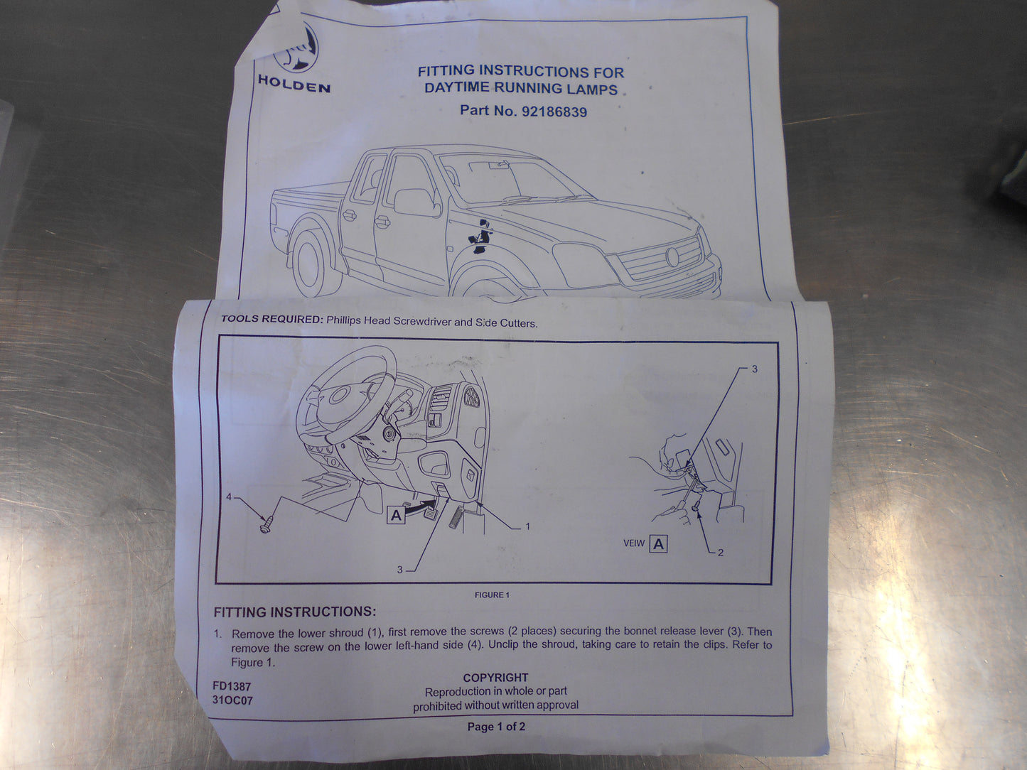 Holden RA Rodeo Genuine Daytime Running Light Patch Harness New Part