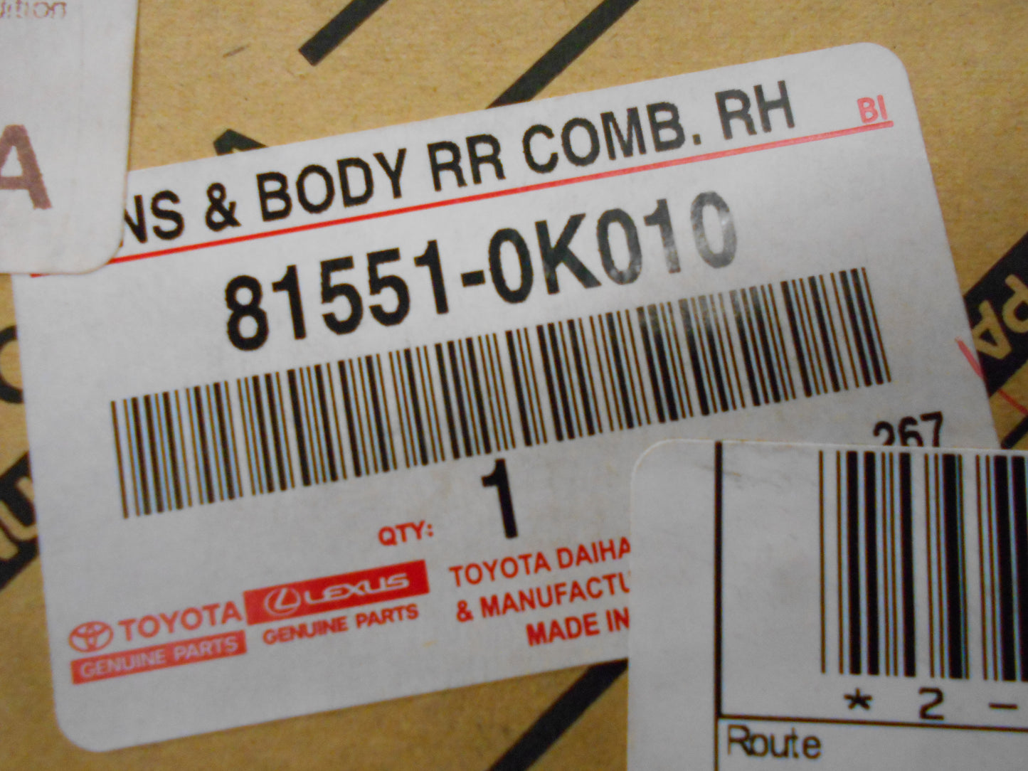 Toyota Hilux Genuine Right Hand Taillight New Part