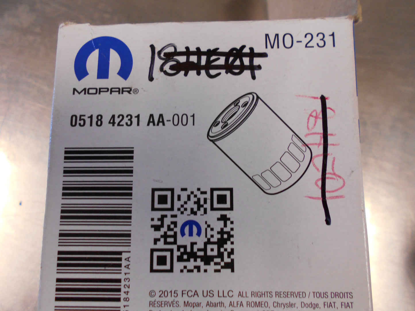 Dodge Ram/Jeep Liberty/Grand Cherokee Genuine Oil Filter New Part