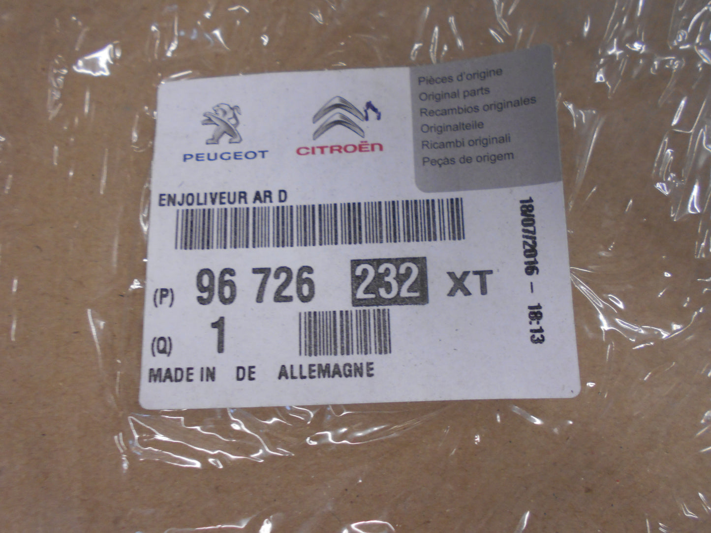 Peugeot 308 Genuine Rear Right Hand Door Protector Moulding New Part