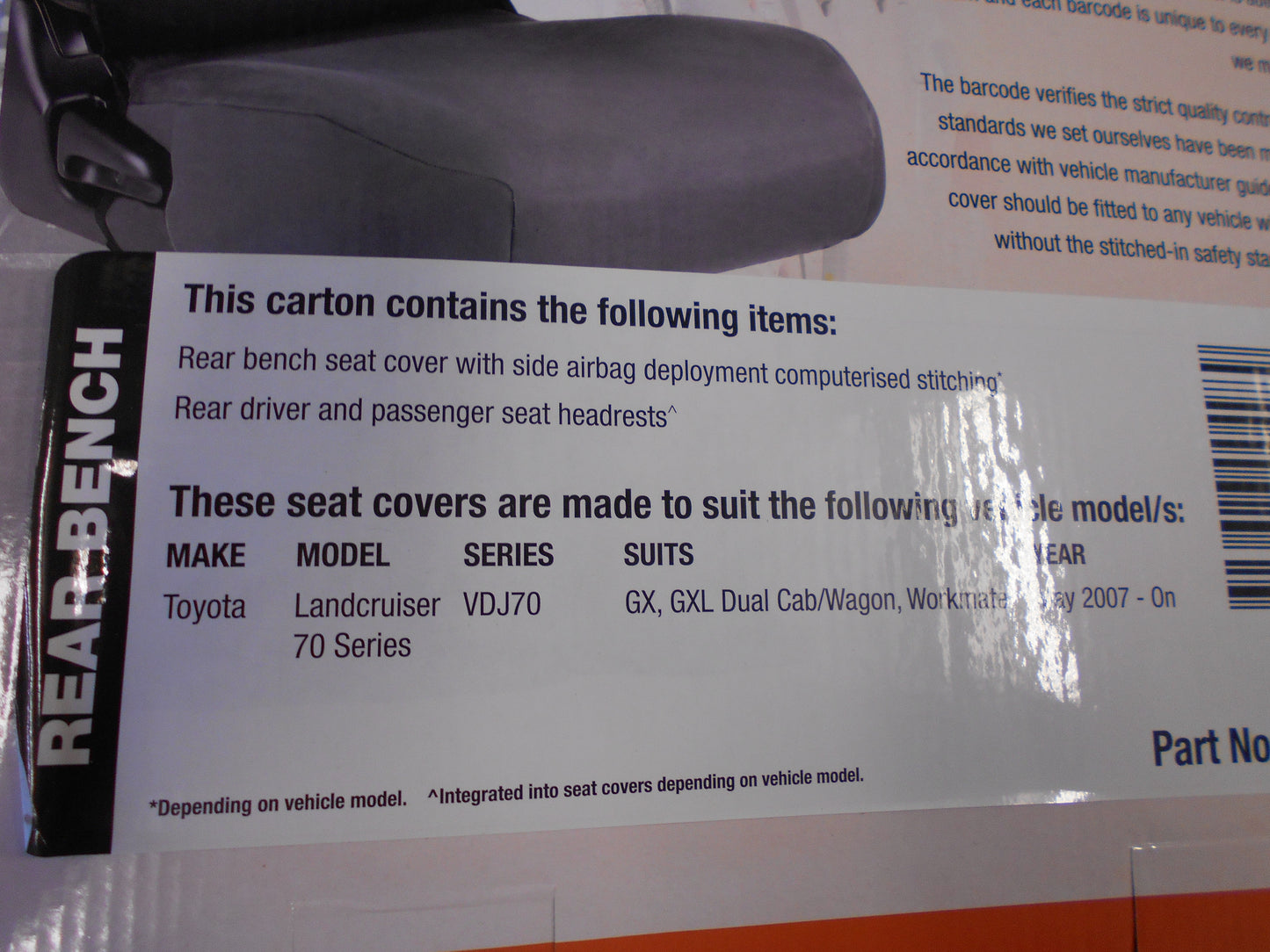 Ironman Custom Rear Canvas Seat Covers Suitable For Toyota 70 Series Landcruiser New Part