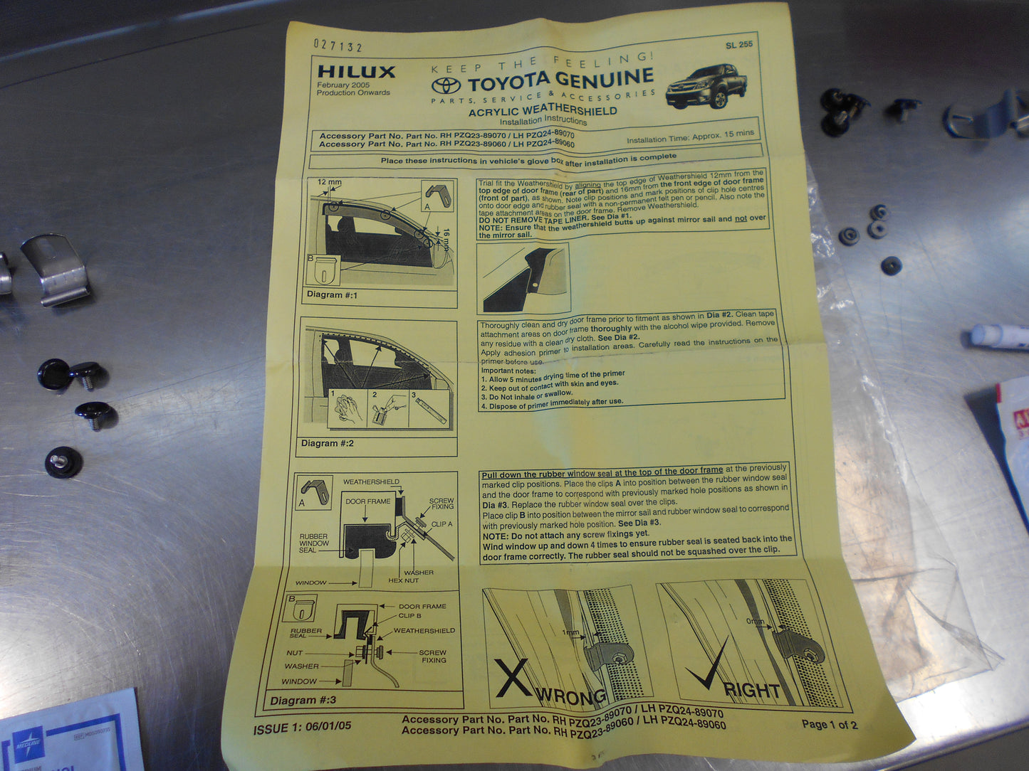 Toyota Hilux Genuine Front Left Hand + Right Hand Side Weather Shields New Part