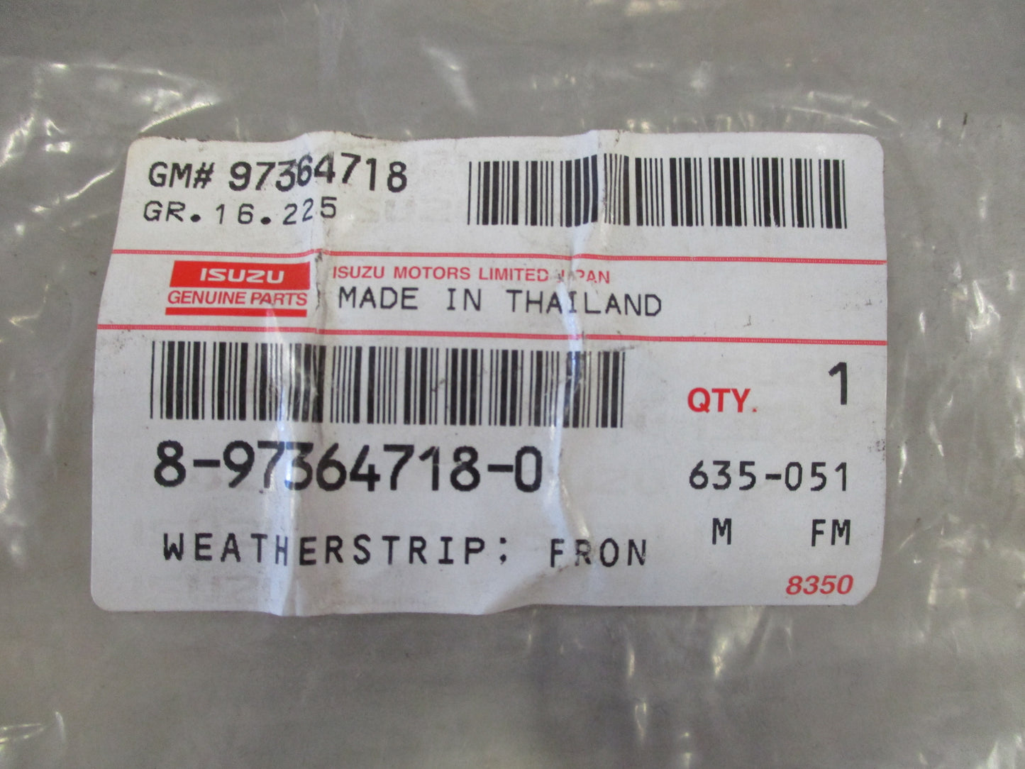 Isuzu D-Max Genuine Front Right Hand Door Weather Strip New Part