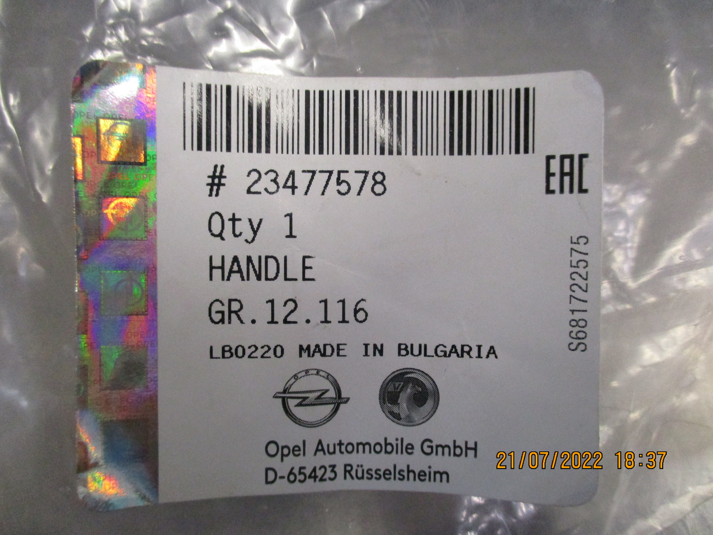 Holden Cruze Rear Boot Lid Handle Genuine New Part