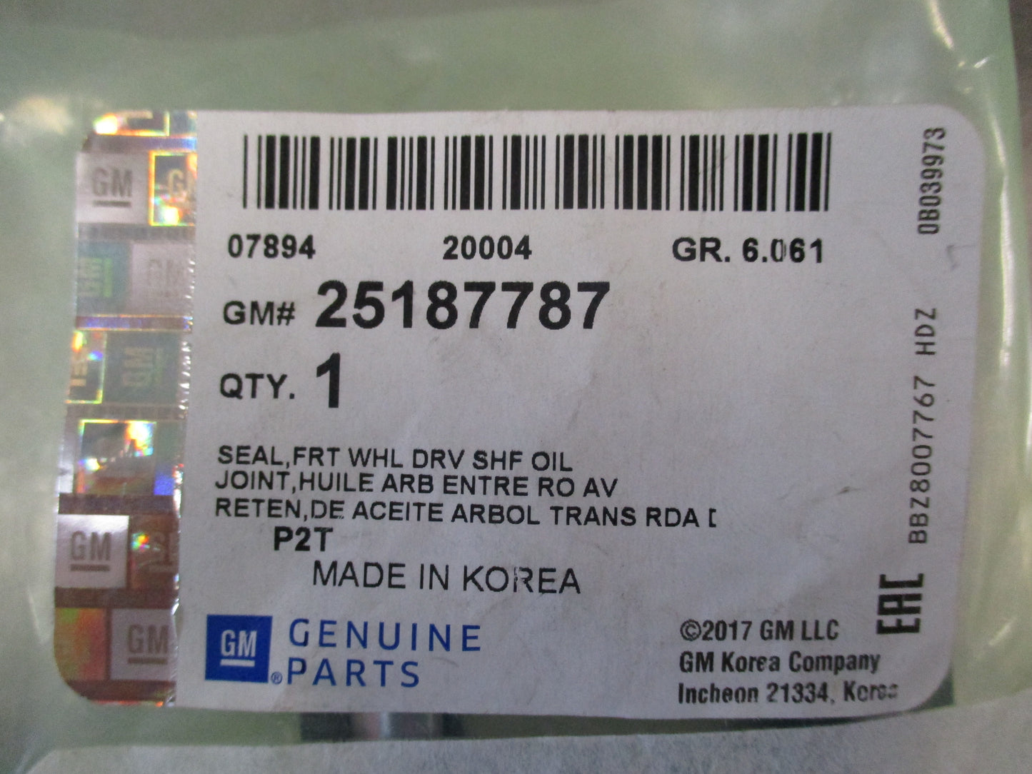 Holden Barina / Cruze Front Inner Axle Seal New Genuine Part