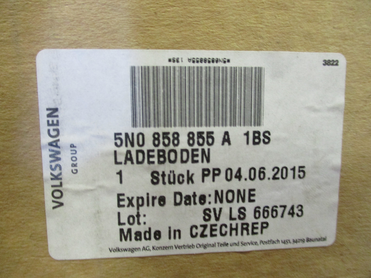 Volkswagen Tiguan Genuine Spare Tire Cargo Cover Board New Part