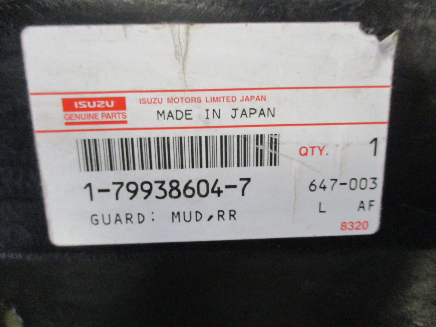 Isuzu Truck Genuine Rear Left Mud Guard New Part