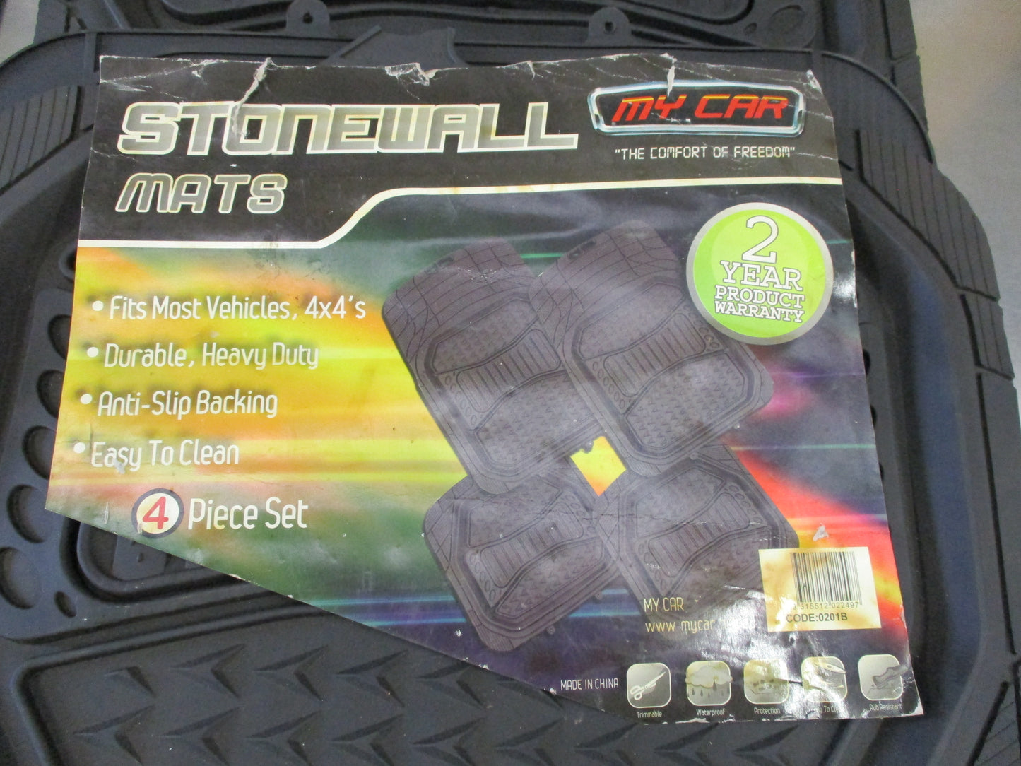 Stonewall Universal Heavy Duty Rubber Floor Mat Set of 4 New Part