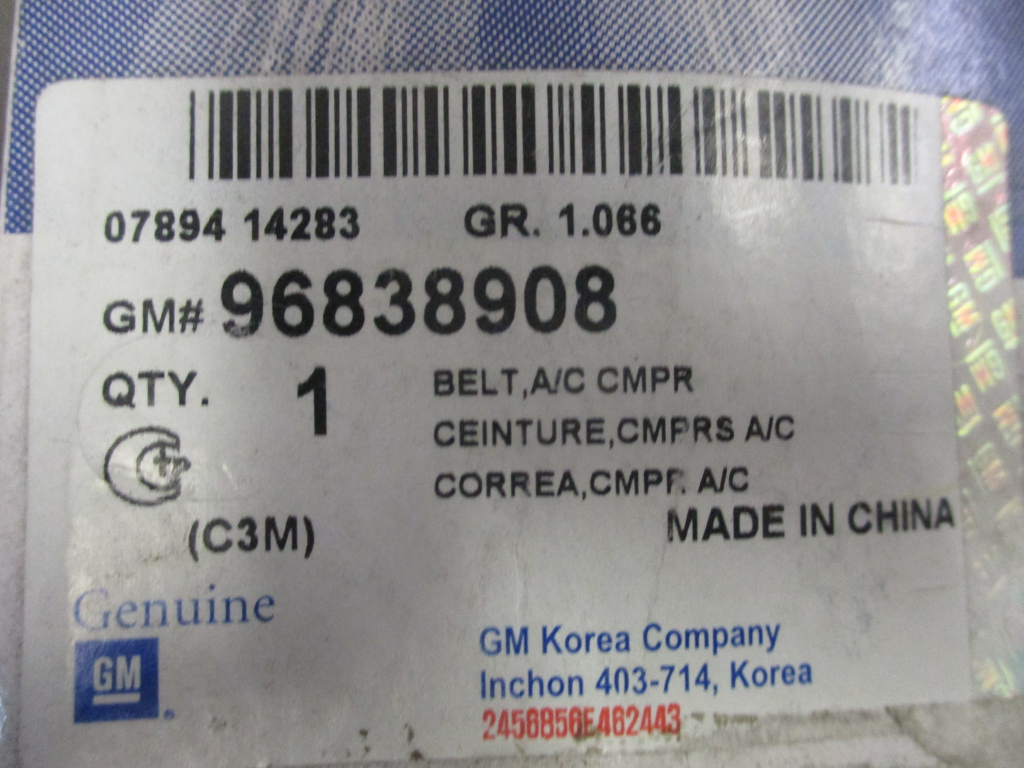 Holden Barina Genuine A/C Compressor Belt New Part