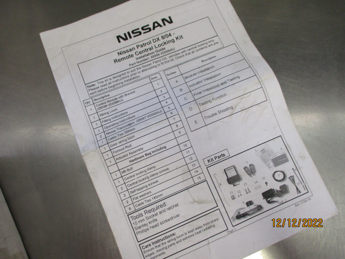 Nissan Y61 GU Patrol DX Genuine Remote Central Locking Kit New Part