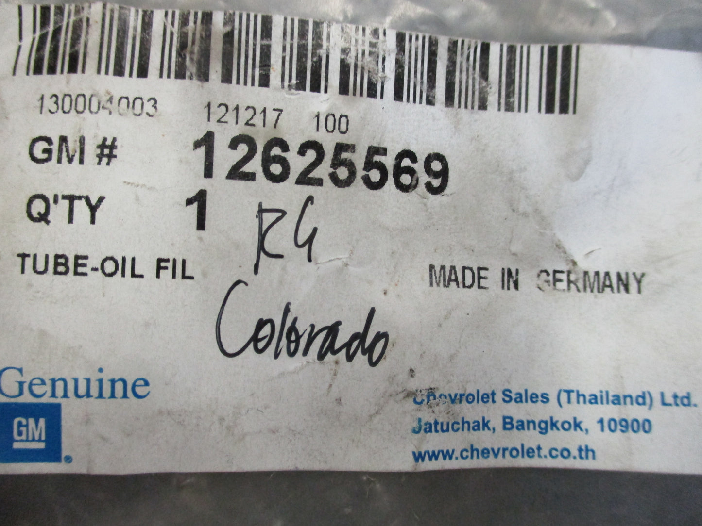 Holden RG Colorado/Trailblazer Genuine Oil Filler Tube New Part