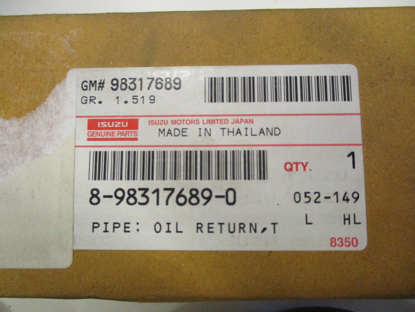 Isuzu Genuine Oil Return Pipe New