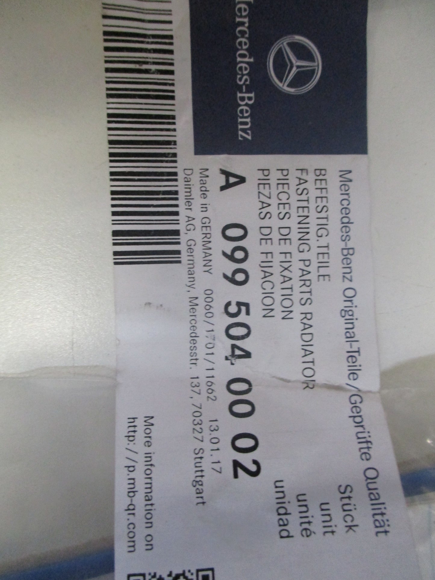 Mercedes-Benz GL/ML/R Series Genuine Upper Radiator Mount New Part