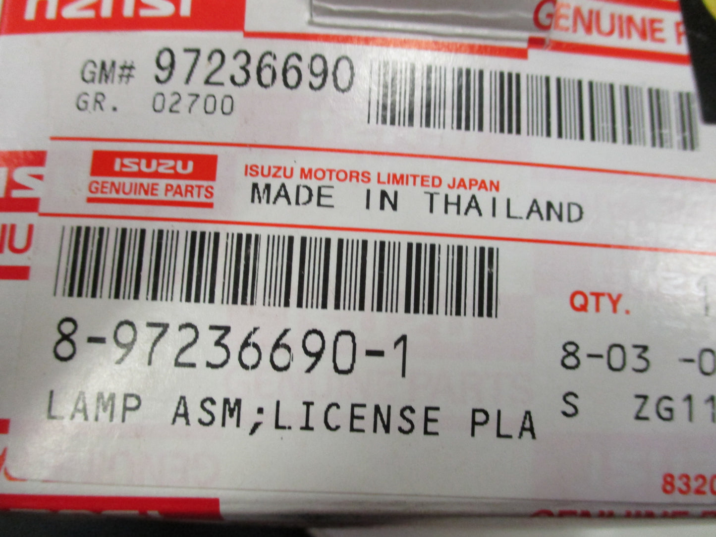 Isuzu D-max/Holden Rodeo/Colorado Genuine License Plate Lamp New Part