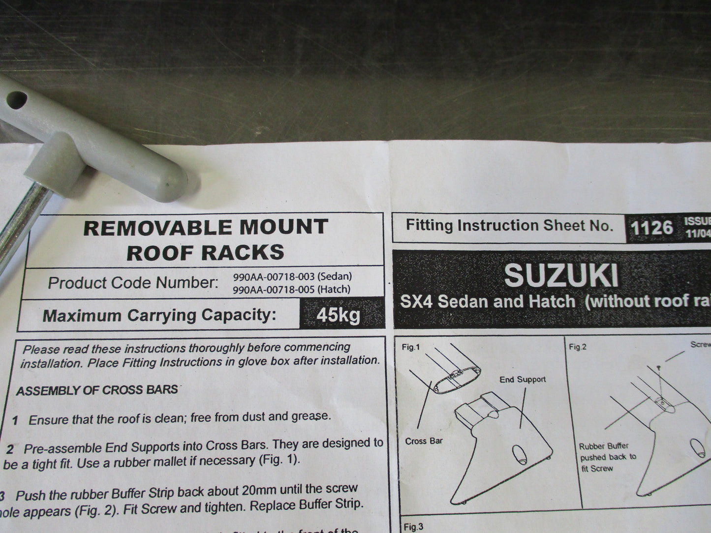 Suzuki SX4 Sedan Genuine Roof Rack Set New Part