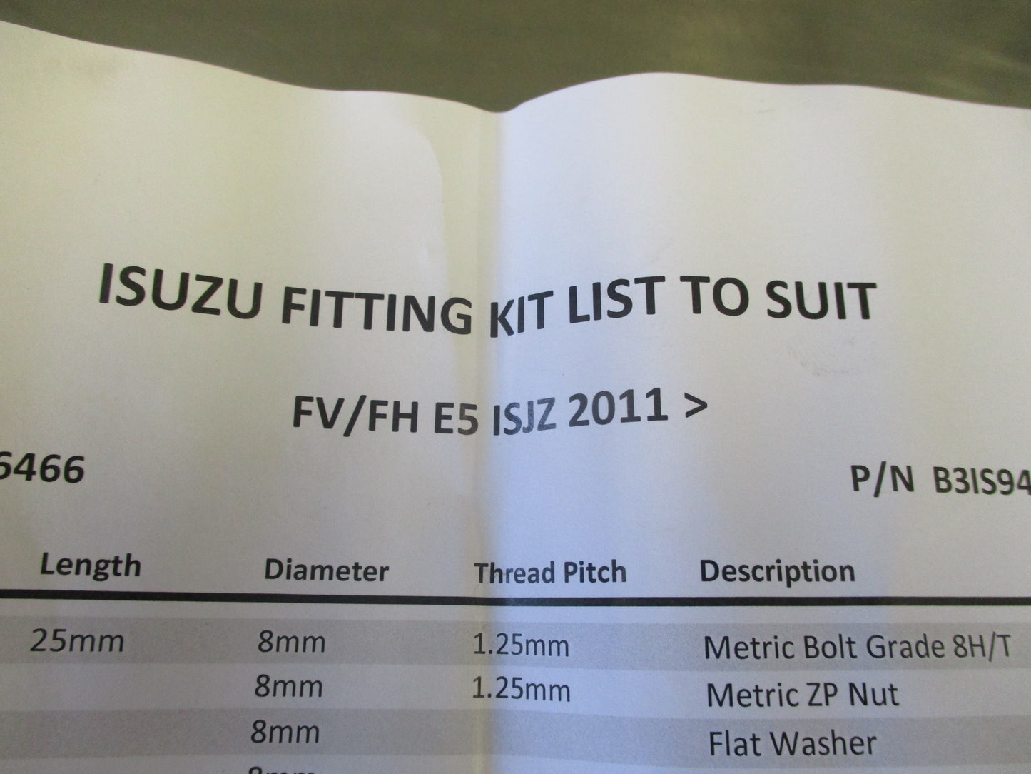 Isuzu FVZ/FH E5 Truck ECB Bull Bar Bolt Kit/Lamp Extension Wiring and Instructions New