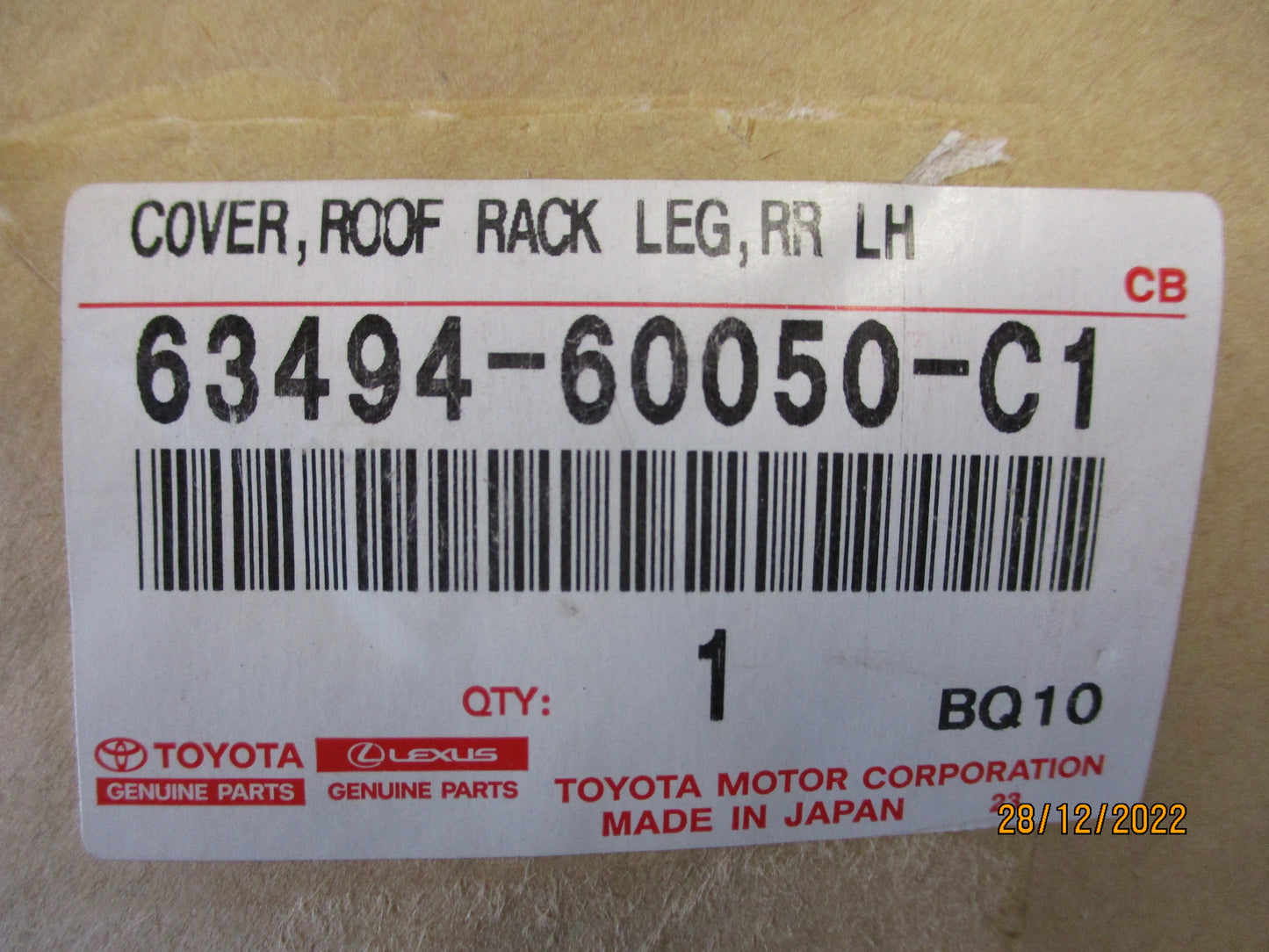 Toyota Prado Genuine Left Hand Rear Roof Rail Cover New Part