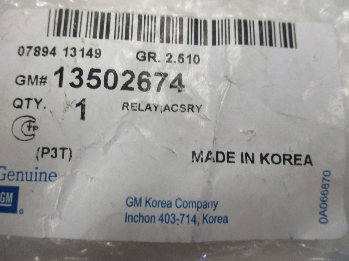 Holden RG Colorado/Trailblazer Genuine Engine Fan Relay New Part