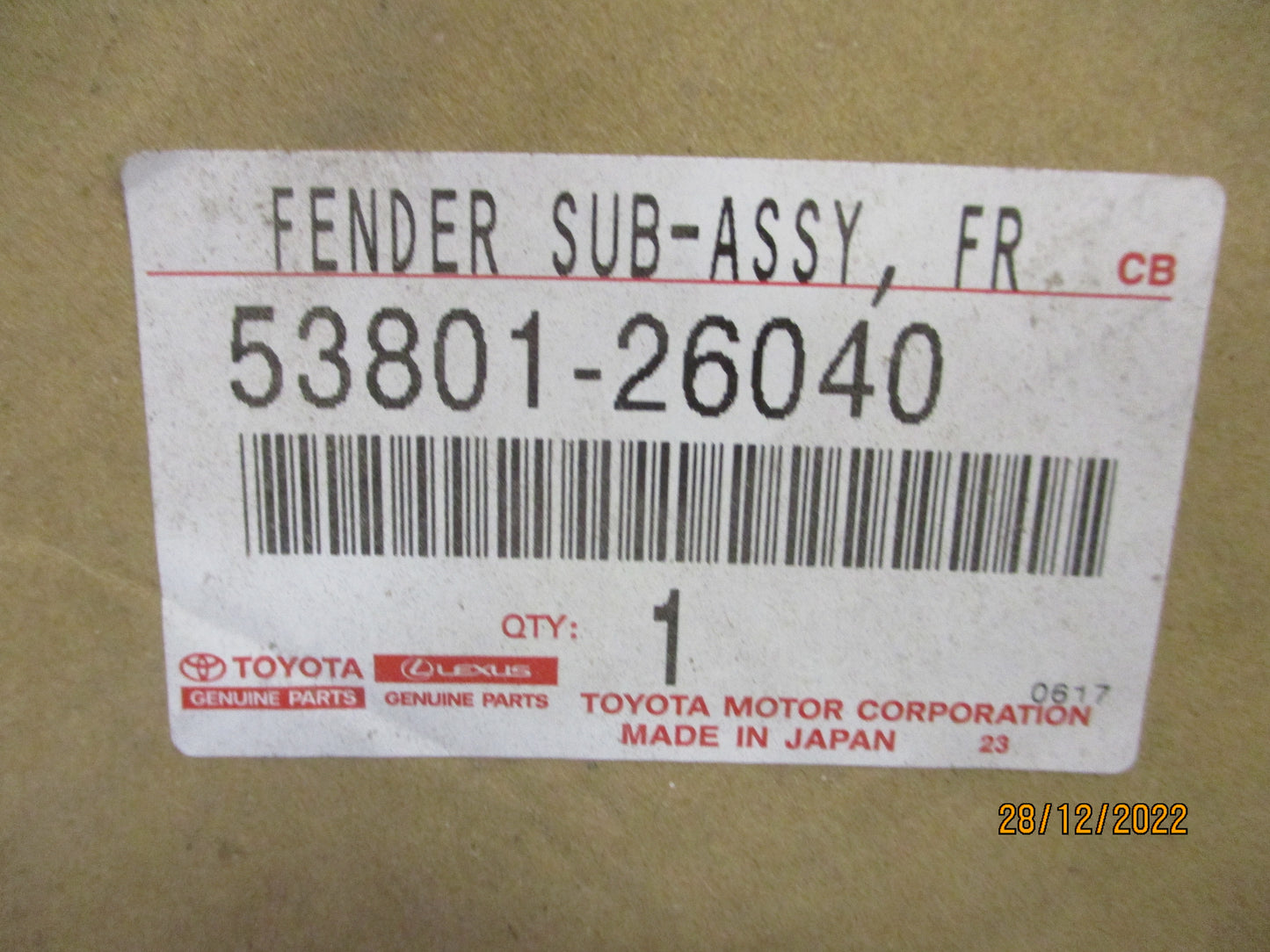 Toyota HiAce Genuine Right Hand Front Guard New Part