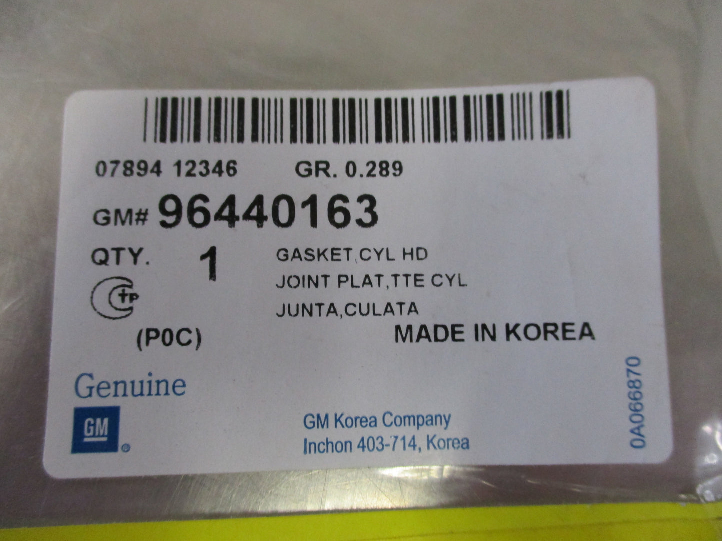 Holden Epica Diesel Genuine Head Gasket 1.1 mm 1 Chamfer New Part