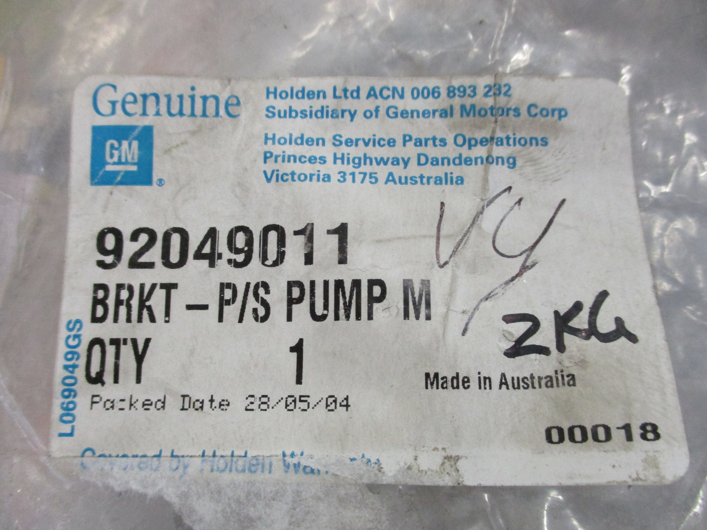 Holden VT-VX-VY-V6 Commodore Genuine Power Steering Pump Bracket New Part