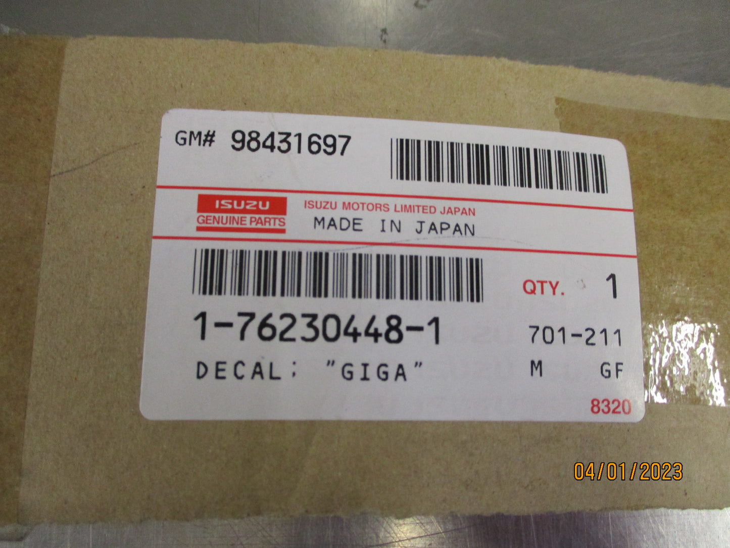 Isuzu GIGA Genuine Cab Black Stick On Emblem New Part