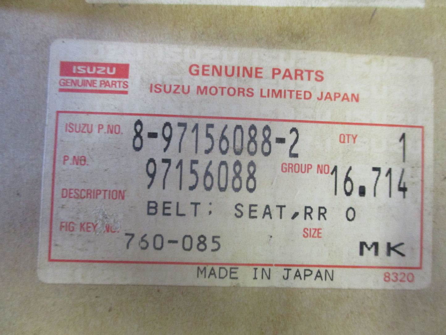 Holden TF Rodeo Genuine Rear Seat Belt Tensioner Assembly New Part