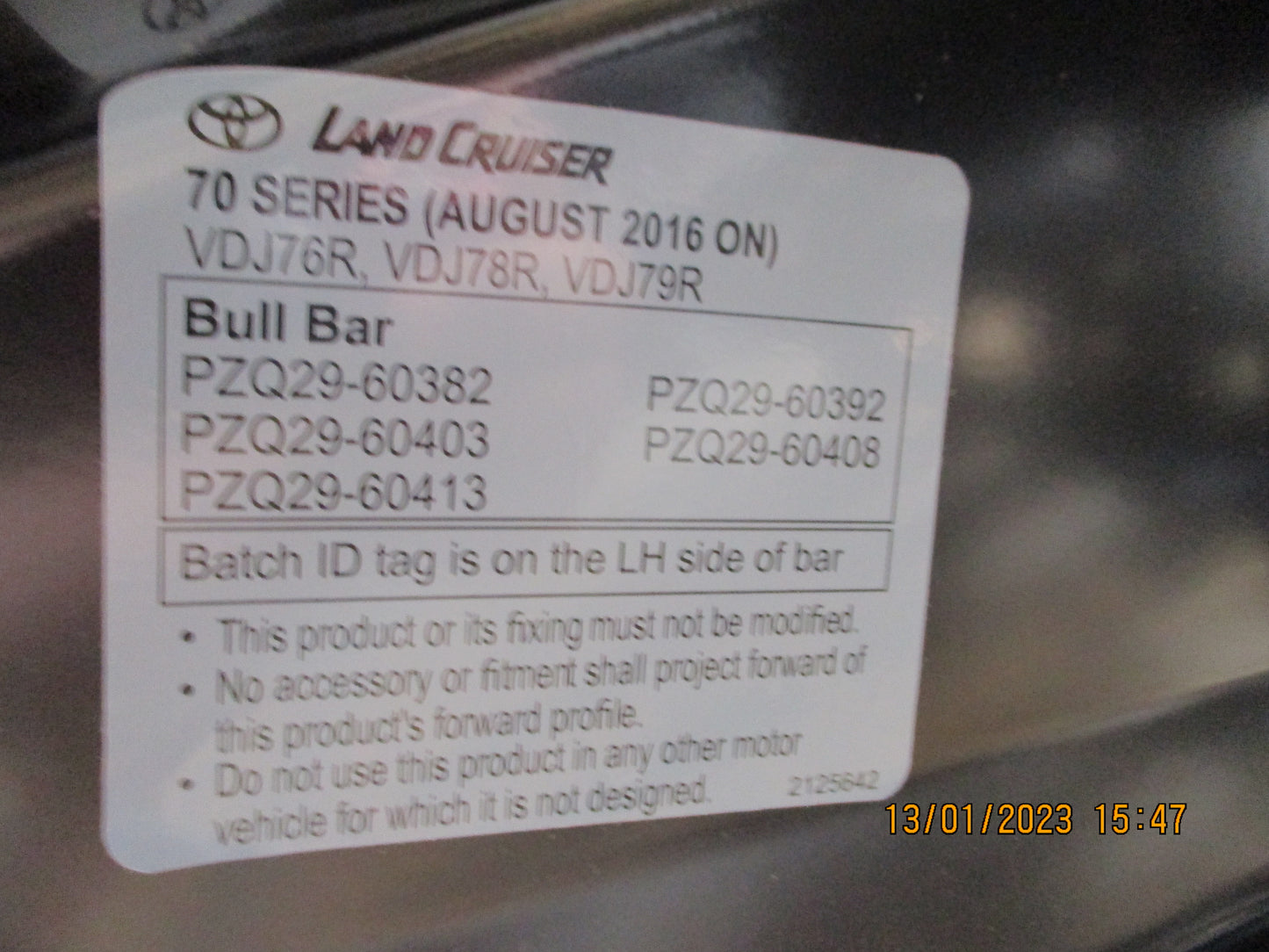 Toyota Landcruiser 70 Series Workmate Genuine Replacement Winch Bull Bar New Part