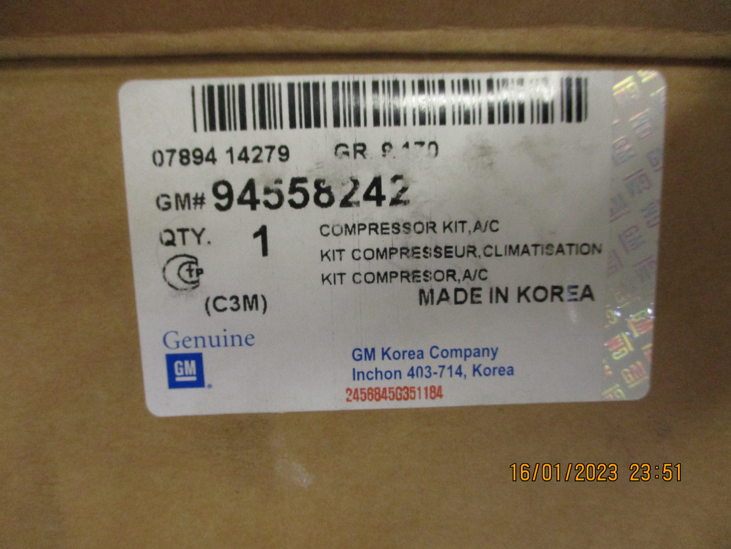 Holden Spark 1.2Ltr Genuine A/C Compressor New Part