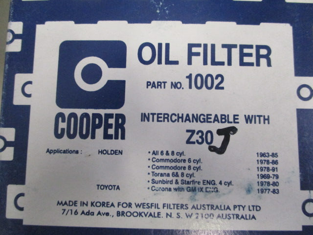 Cooper Oil Filter Suits Holden Commodore 6 cyl-8 cyl New Part