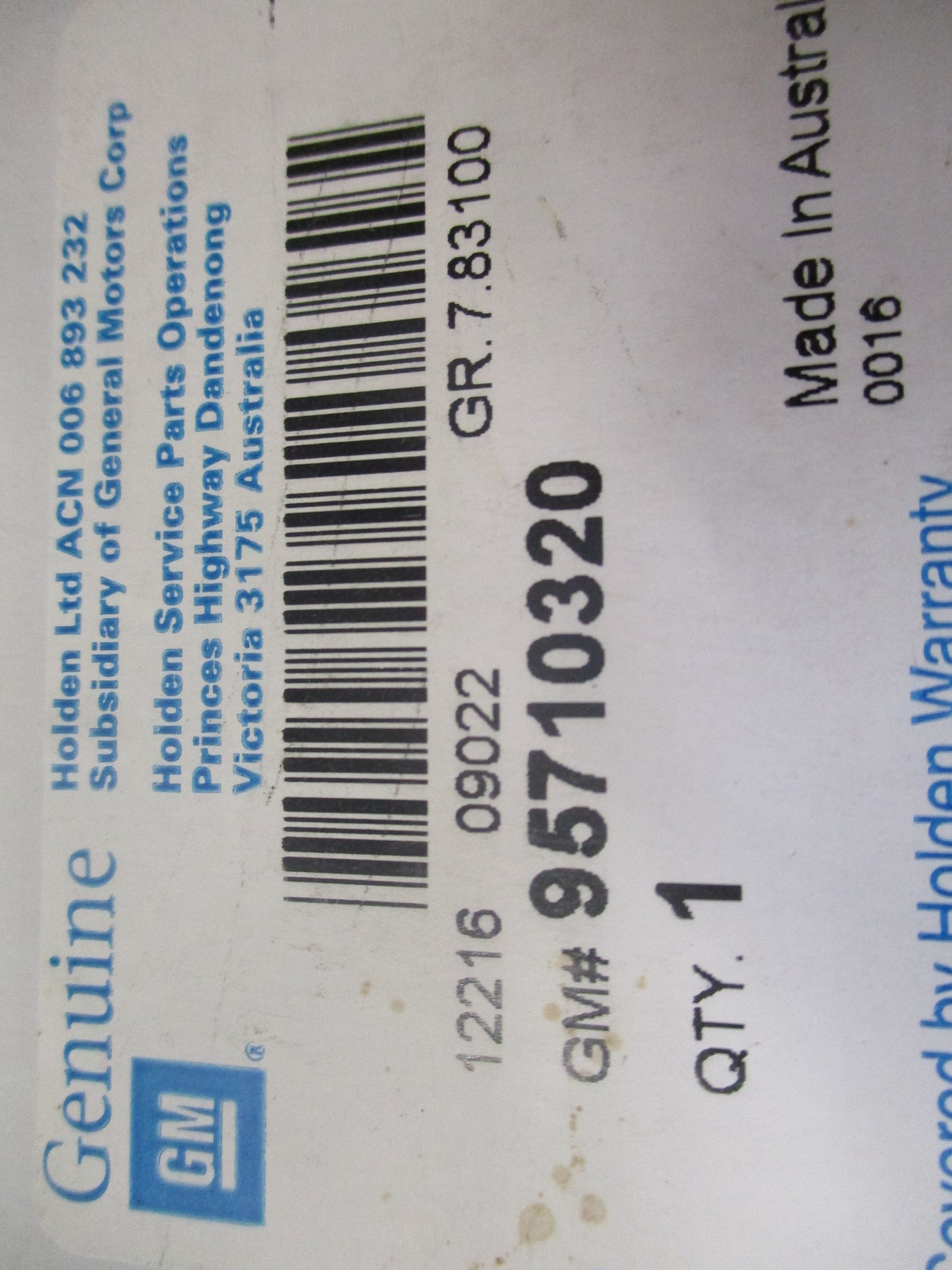 Holden Captiva Genuine Rear Parking Replacement Sensor New Part