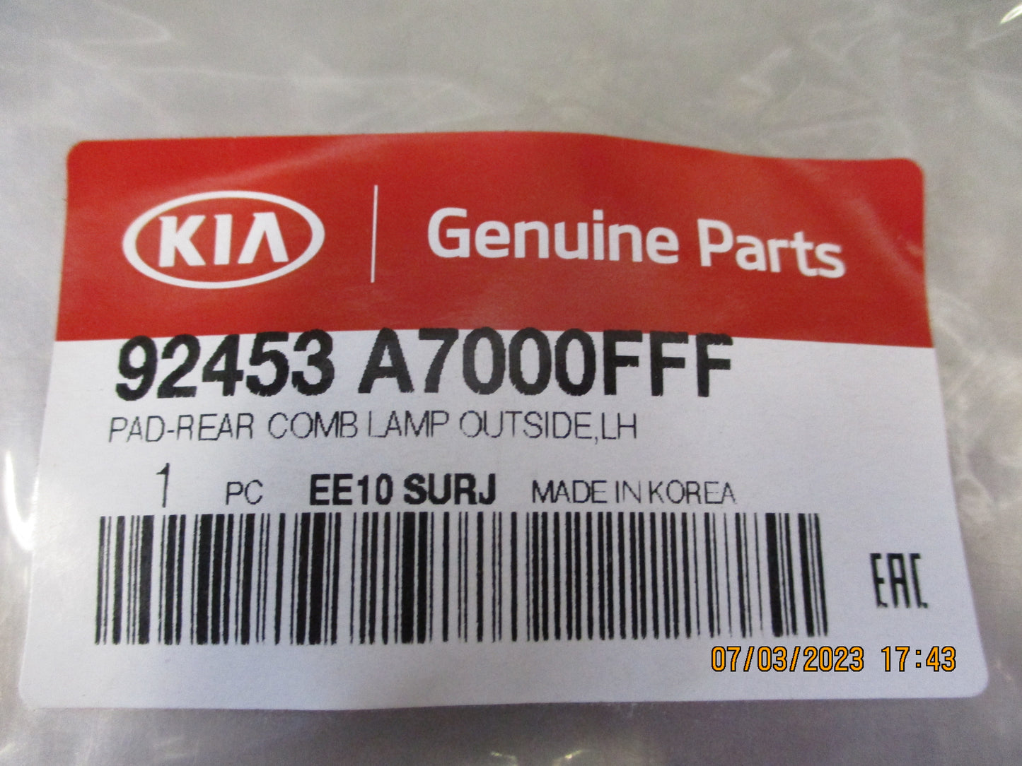 Kia Forte Sedan Genuine Left Hand Rear Tail Light Gasket New Part