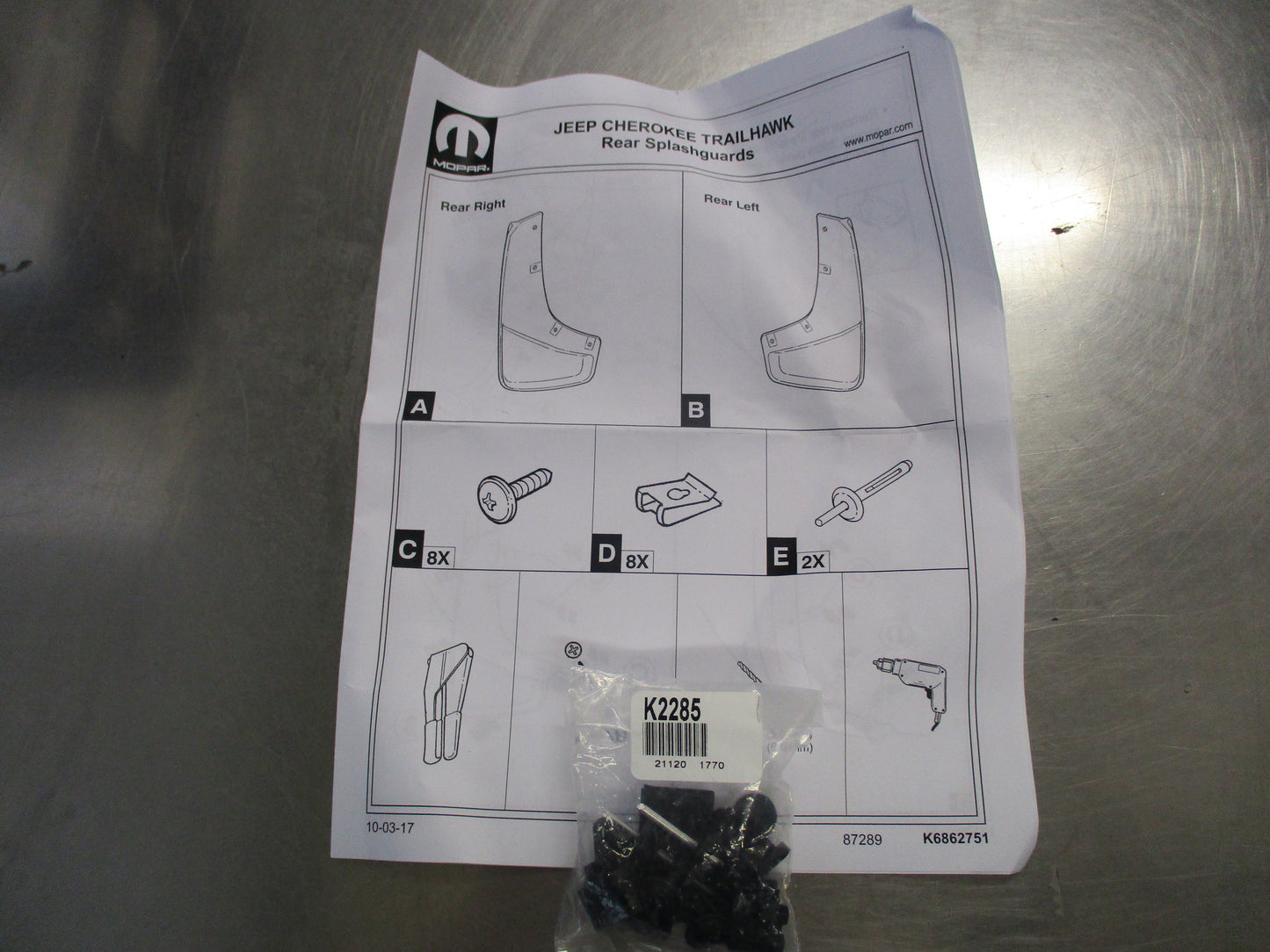 Mopar Jeep Cherokee Genuine Moulded Mud Flaps Rear New Part