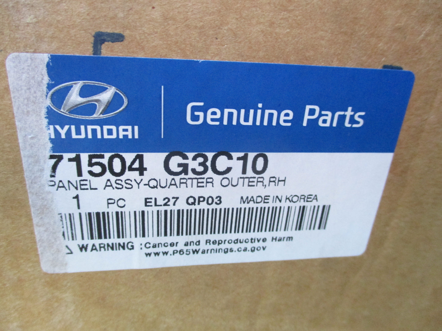 Hyundai Elantra GT Hatchback Genuine Quarter Panel Right Hand Rear New Part