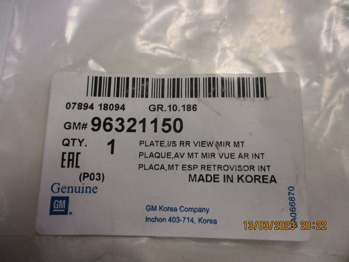 Holden Barina Genuine Rear View Mirror Mounting Base New Part