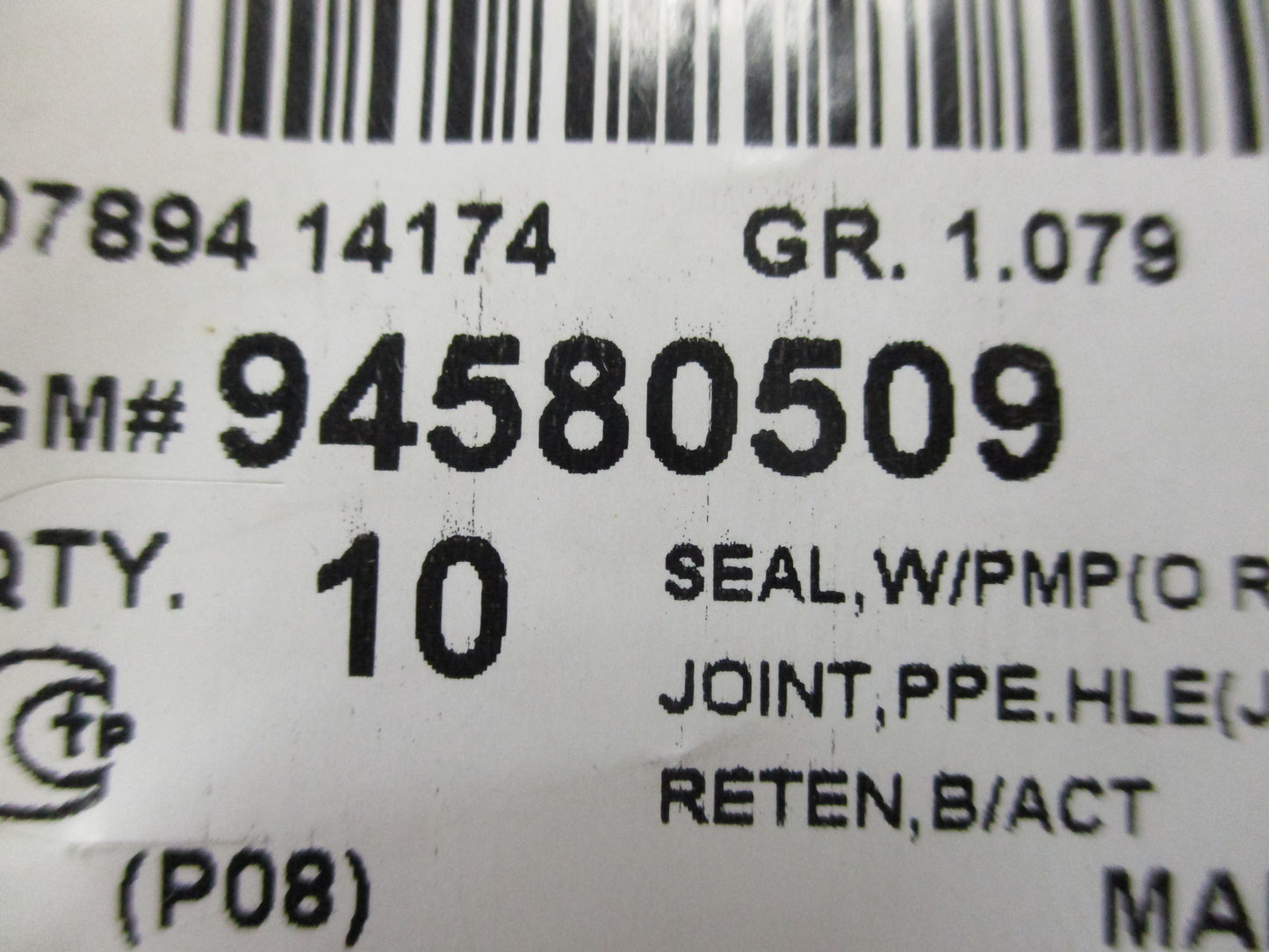 Holden Barina Genuine Water Pump Seal New Part