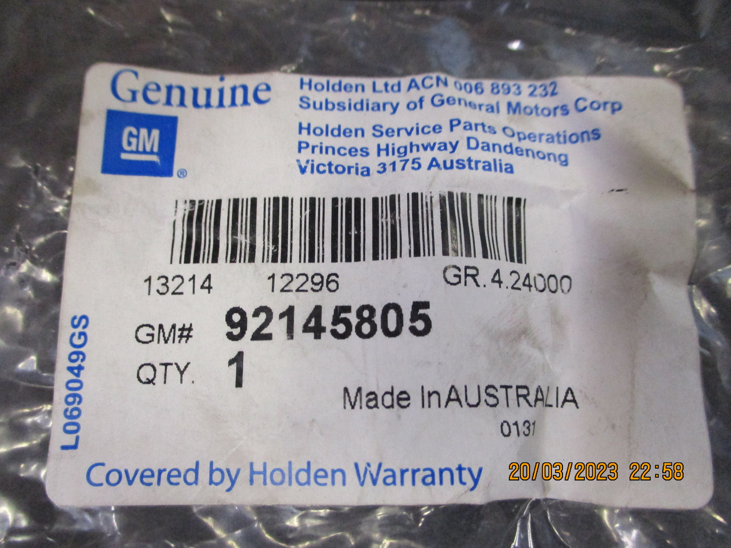 Holden VY-VZ Commodore/Statesman WK/WL Genuine Gear Position Indicator T/Bar New Part