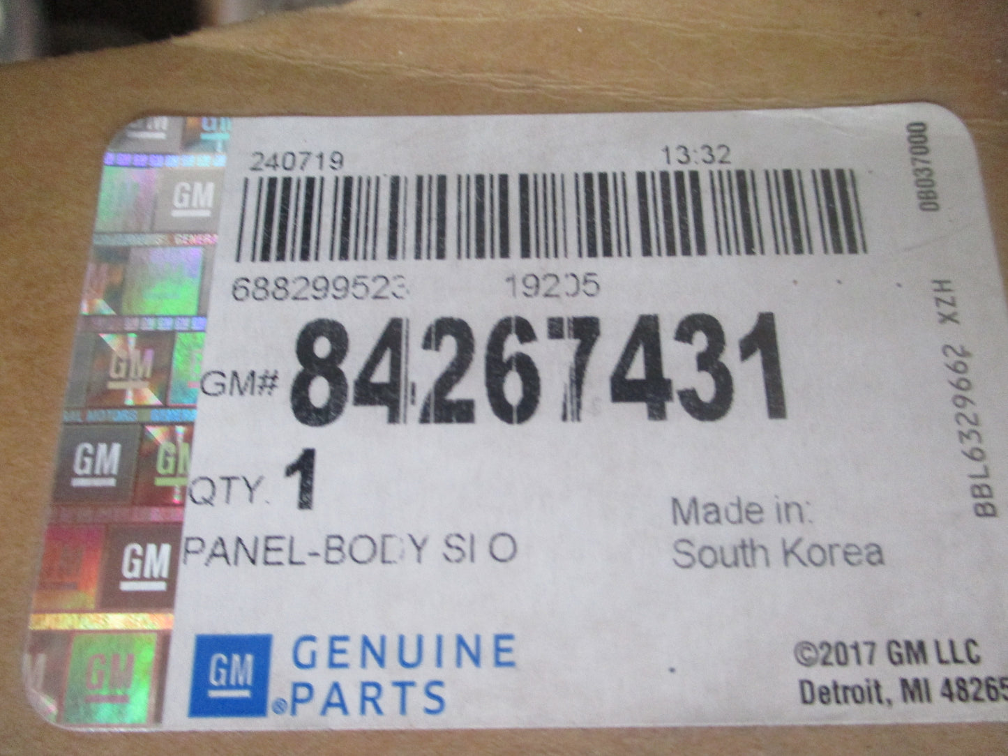 Holden BL Astra Genuine Left Hand Rear Outer Side Body Panel New Part