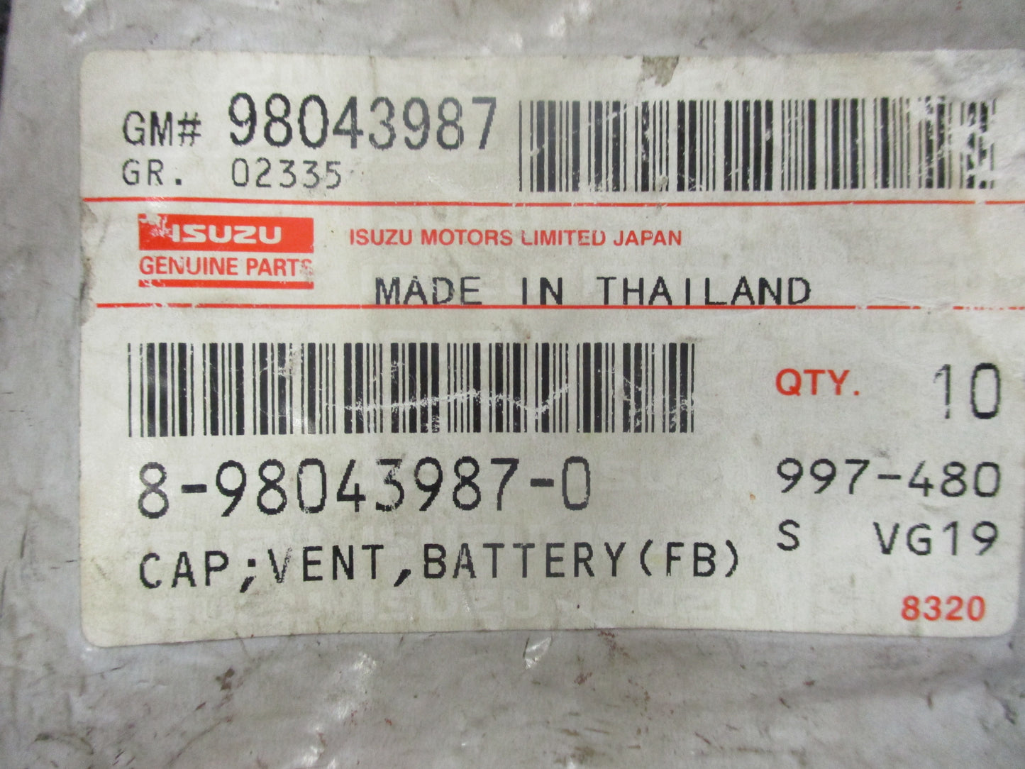 Isuzu Genuine Battery Vent Cap New Part